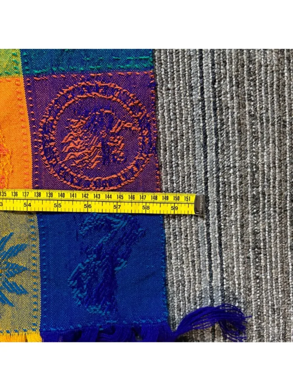 Mexican Woven Throw Colorful Aztec-Inspired Pattern Tassels 58.5 x 86 Tablecloth